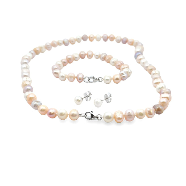 Natural FW Pearl Jewelry sets Sterling Silver