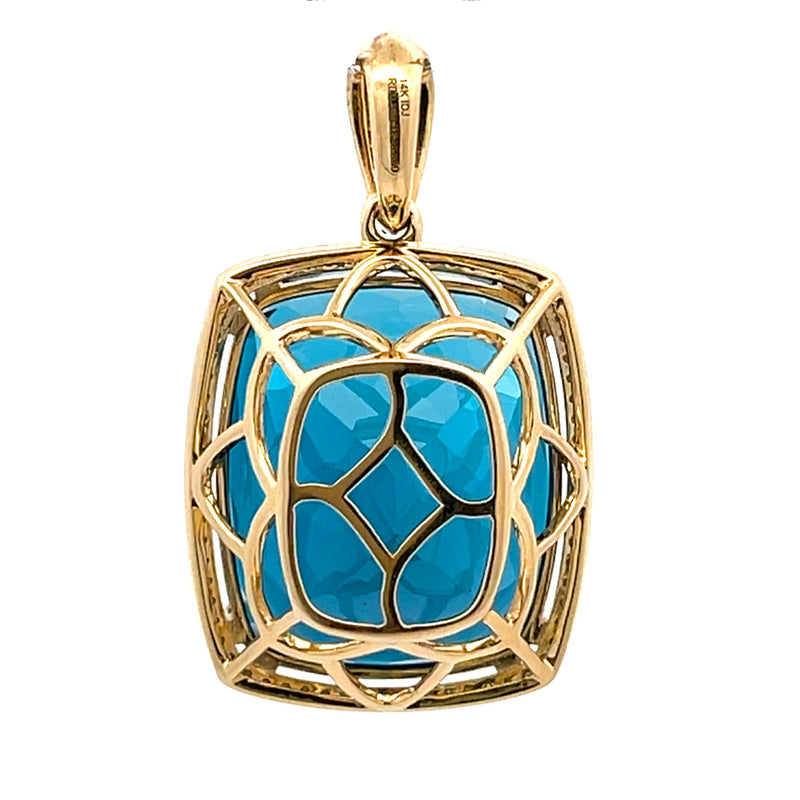 London Blue Topaz Fashion Pendants 14KT Yellow Gold