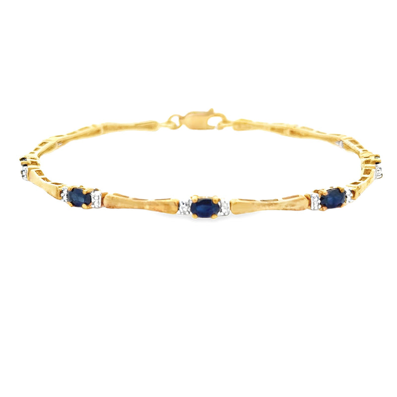 Sapphire Diamond Tennis Bracelet 10KT Yellow Gold