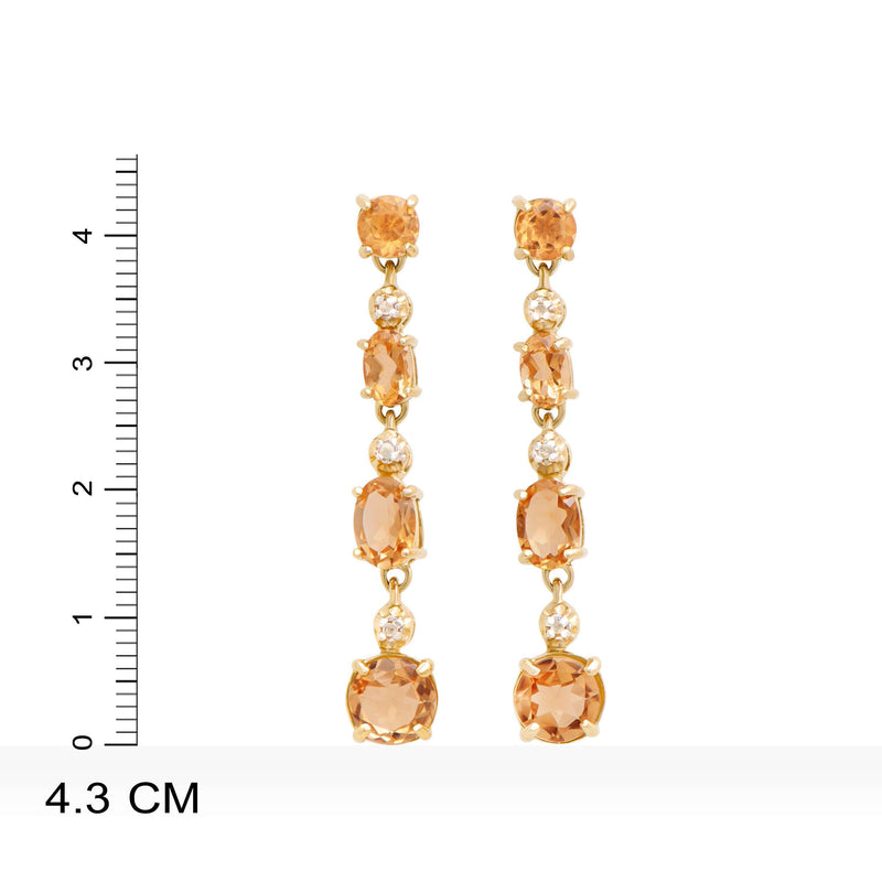 18k Yellow Gold Plated 925 Sterling Silver Citrine  0.06 Diamond Earrings for Women