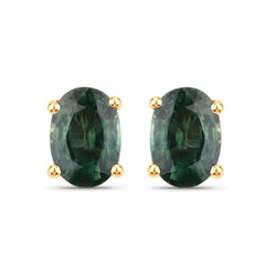 1.16 Carat Genuine Green Sapphire 14K Yellow Gold Earrings