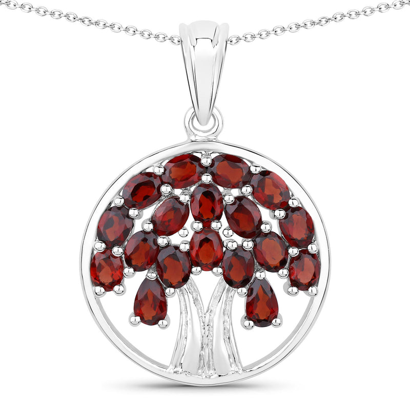 3.70 Carat Genuine Garnet .925 Sterling Silver Pendant