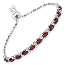 5.75 Carat Genuine Garnet and White Topaz .925 Sterling Silver Bracelet