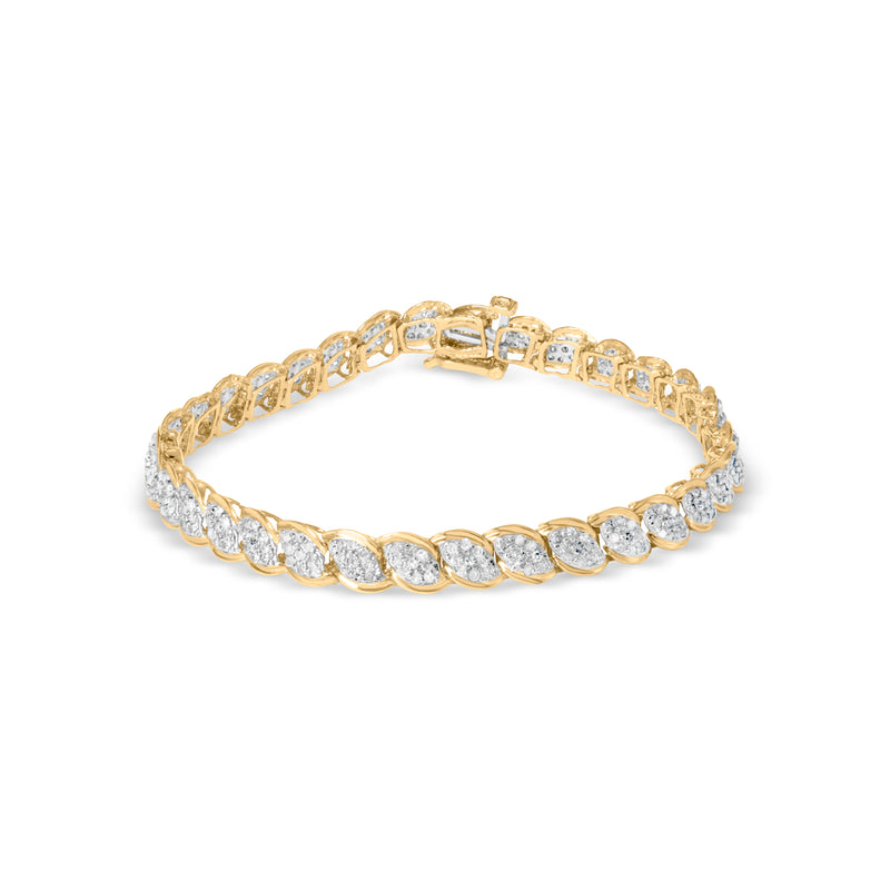 10K Yellow Gold 2.00 Cttw Round-Cut Diamond Link 7.5" Bracelet (J-K Color, I2-I3 Clarity)