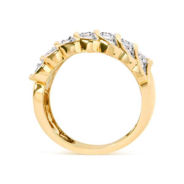 10 Yellow Gold 2.00 Cttw Diamond Multi Row Cocktail Band Ring (I-J Color, I1-I2 Clarity) - Ring Size 7