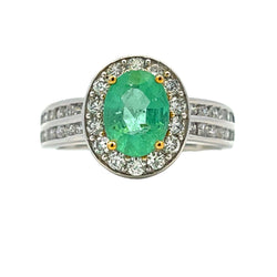 Genuine 2.04ct Emerald Diamond Ring 14KT White Gold