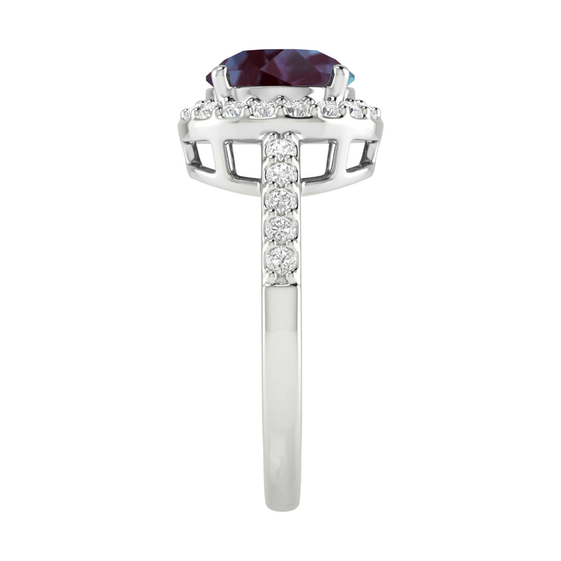 V3 Jewelry Sterling Silver with Color Changing Alexandrite and White Topaz Halo Ring