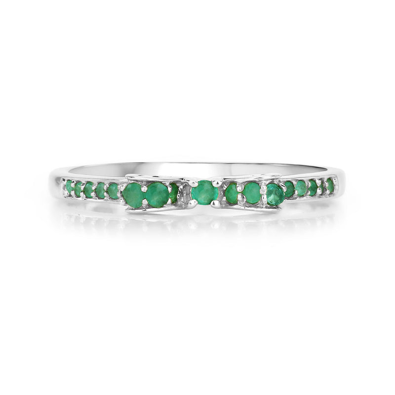 0.27 Carat Genuine Zambian Emerald 14K White Gold Ring