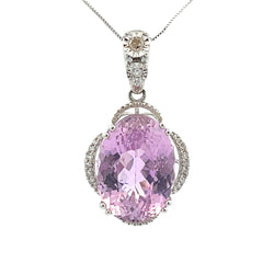 9.65ct Kunzite Diamond Fashion Pendants 14KT White Gold