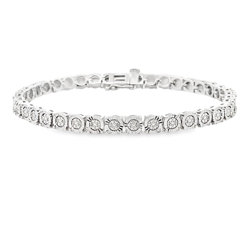 Natural .25ct Diamond Tennis Bracelet Sterling Silver