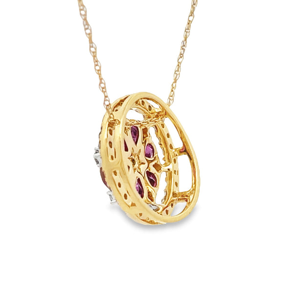 Rhodolite Garnet Fashion Pendants 14KT Yellow Gold