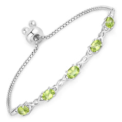 2.05 Carat Genuine Peridot .925 Sterling Silver Bracelet