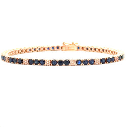 4.93ct Sapphire Diamond Tennis Bracelet 14KT Rose Gold