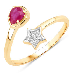 0.35 Carat Genuine Johnson Ruby and White Diamond 14K Yellow Gold Ring