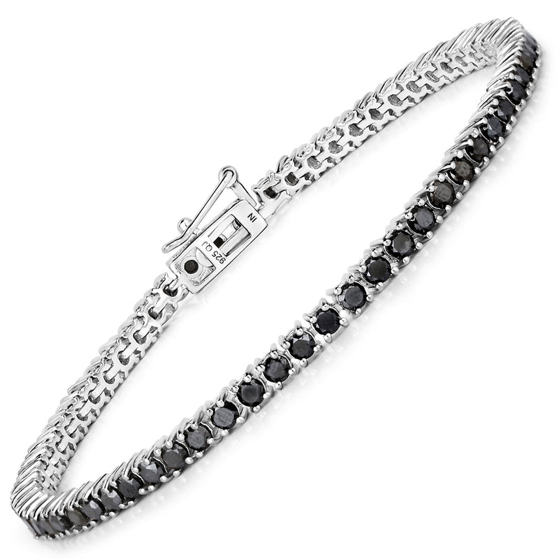 3.15 Carat Genuine Black Diamond .925 Sterling Silver Bracelet