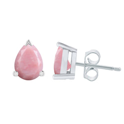 V3 Jewelry 925 Sterling Silver with Natural 2 Carat Pink Opal Stud Earrings Gift for Her