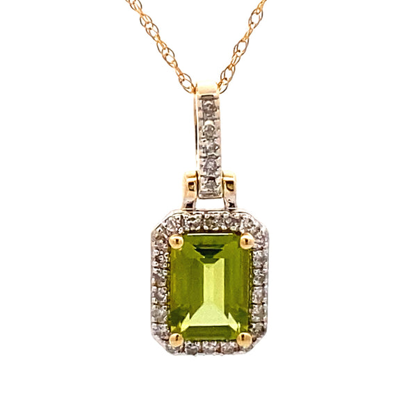 Peridot Diamond Fashion Pendants 14KT Yellow Gold