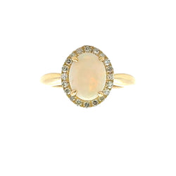 Natural .22ct Opal Diamond Ring 10KT Yellow Gold