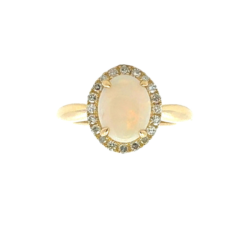 Natural .22ct Opal Diamond Ring 10KT Yellow Gold