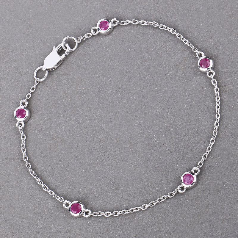 0.65 Carat Genuine Ruby .925 Sterling Silver Bracelet