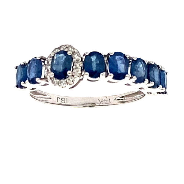 Sapphire Diamond Fashion band rings 14KT White Gold