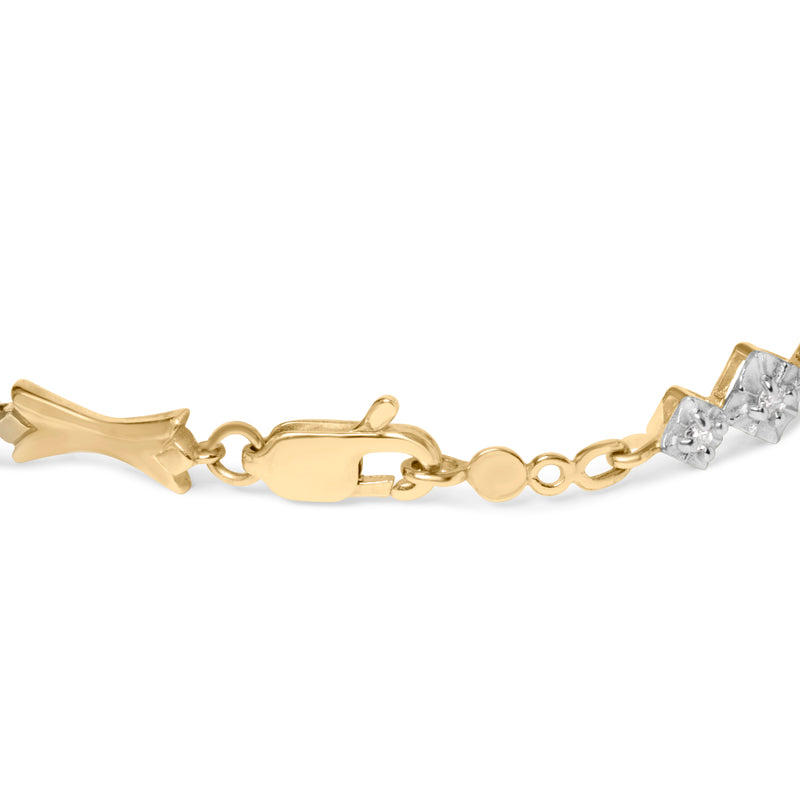 10k Gold 1/3 Cttw Diamond Miracle Set Alternating Bar and Link Bracelet (I-J Color, I1-I2 Clarity) - 7.75" Inches