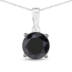 2.80 Carat Genuine Black Diamond 14K White Gold Pendant