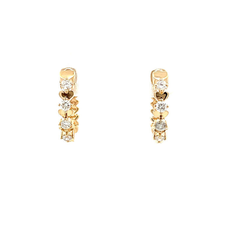 Natural .25ct Diamond Hoop Earrings 14KT Yellow Gold