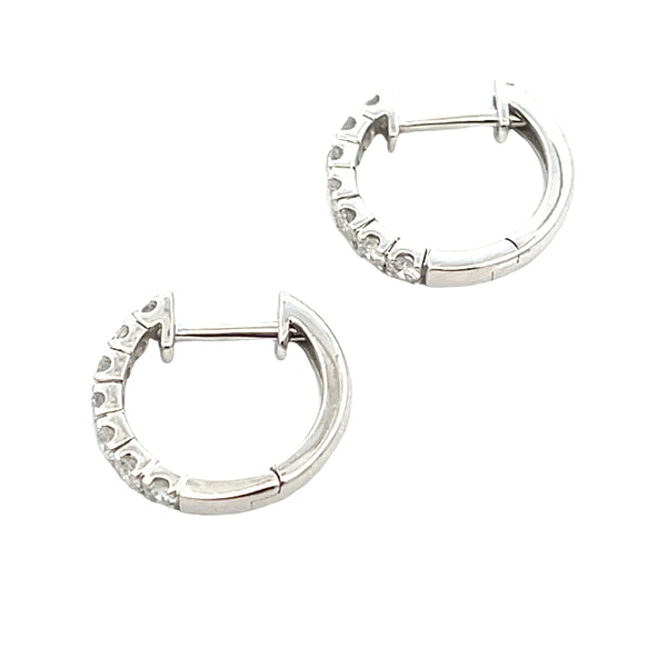 Genuine .50ct Diamond Hoop Earrings 14KT White Gold