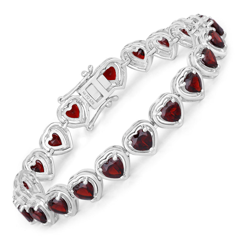 10.50 Carat Genuine Garnet .925 Sterling Silver Bracelet