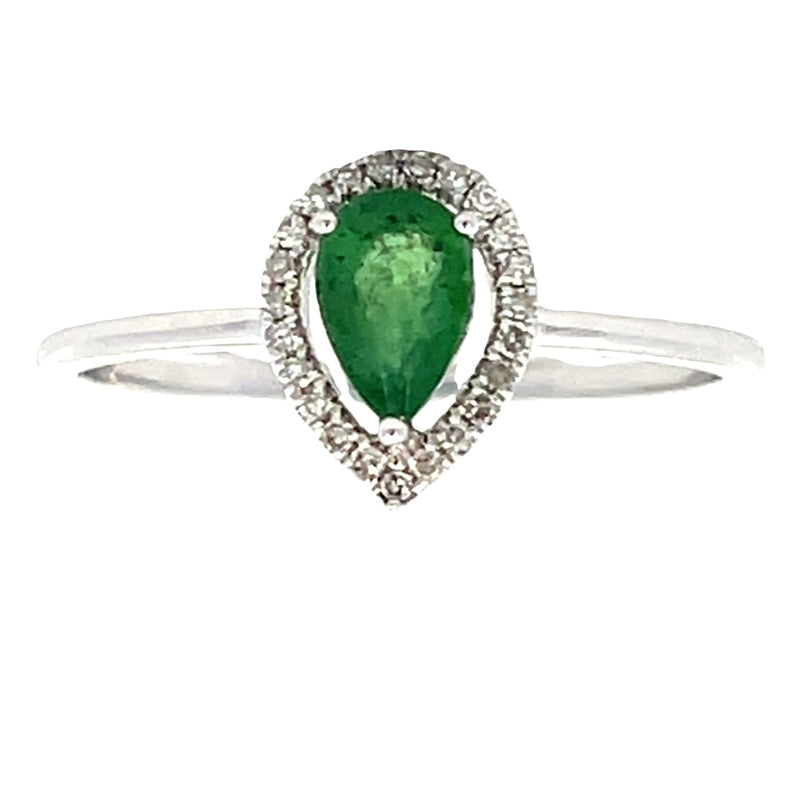 Genuine .47ct Emerald Diamond Ring 14KT White Gold