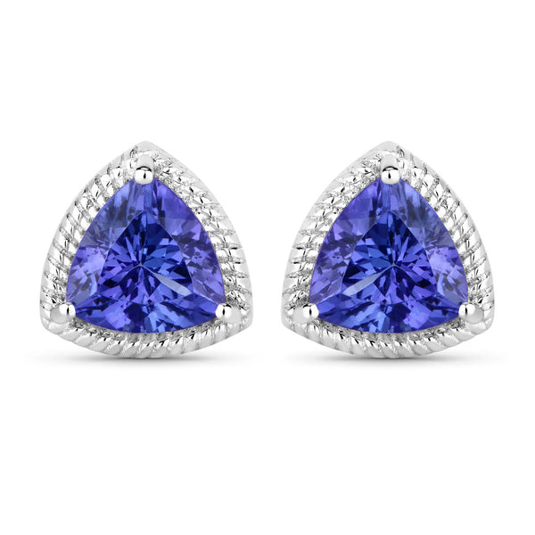 4.24 Carat Genuine Tanzanite 14K White Gold Earrings