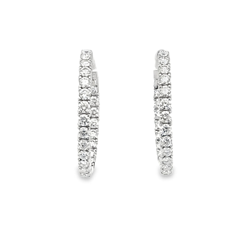 Natural 2.72ct Moissanite Hoop Earrings Sterling Silver