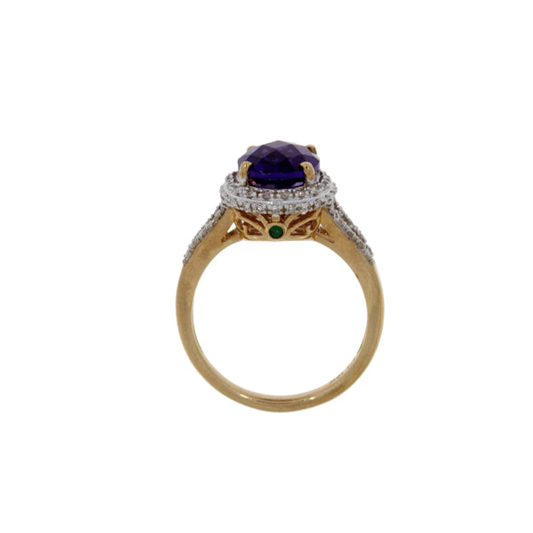 Natural 2.66ct Amethyst Diamond Ring 10KT Rose Gold