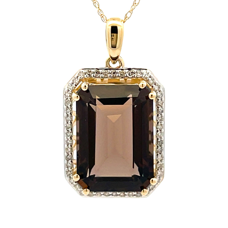 .20ct Quartz Diamond Fashion Pendants 14KT Yellow Gold