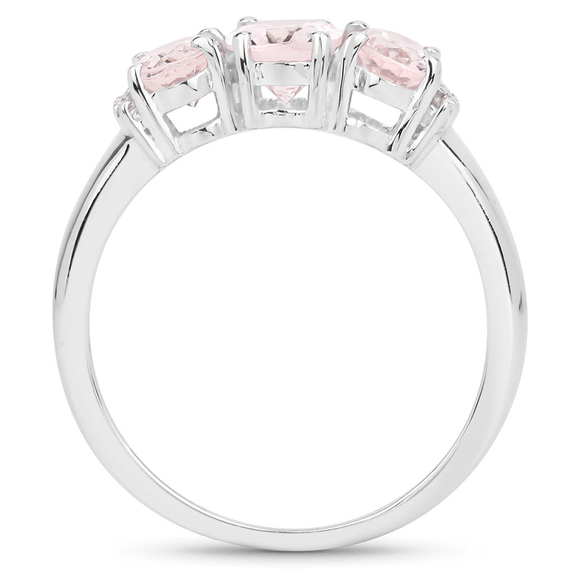 1.46 Carat Genuine Morganite and White Diamond .925 Sterling Silver Ring