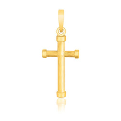 14k Yellow Gold Cross Pendant with Rounded Ends