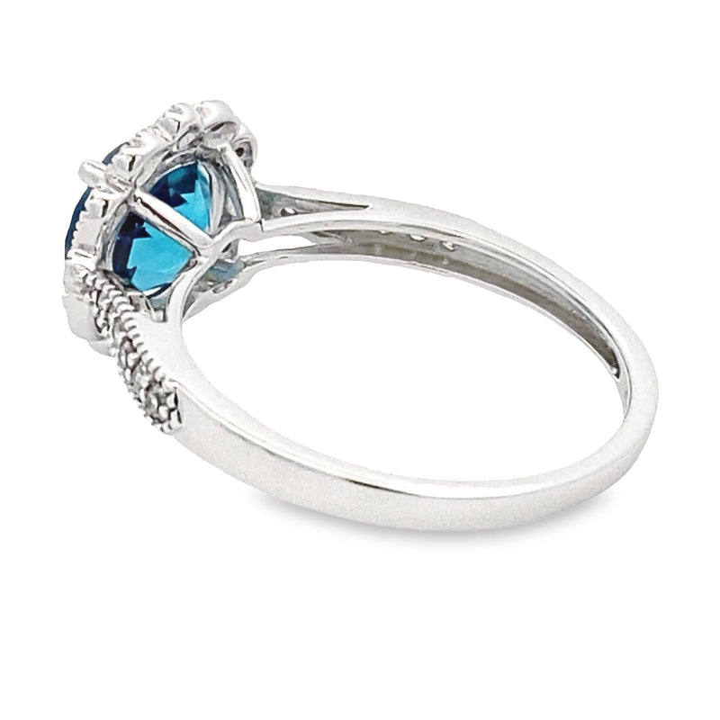 2.66ct London Blue Topaz Diamond Ring 14KT White Gold