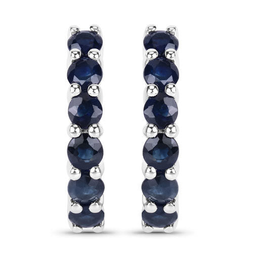 1.32 Carat Genuine Blue Sapphire .925 Sterling Silver Earrings