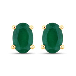 0.90 Carat Genuine Zambian Emerald 14K Yellow Gold Earrings