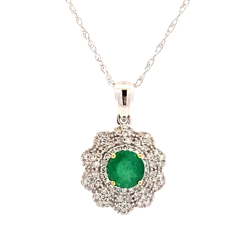 .50ct Emerald Diamond Fashion Pendants 14KT White Gold