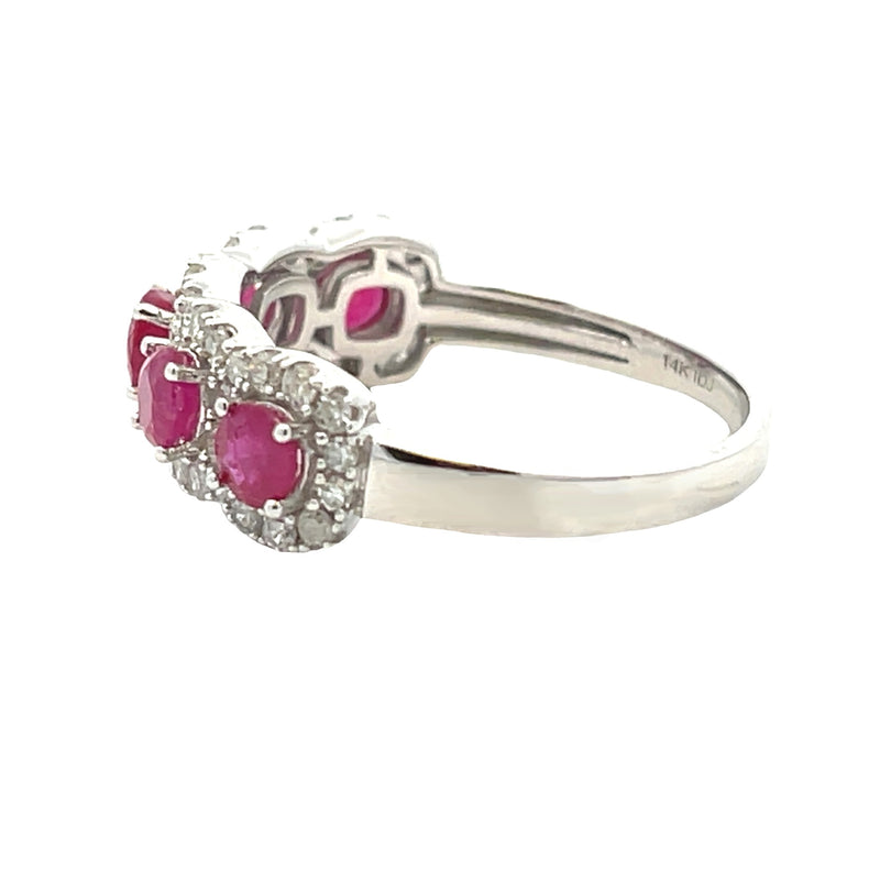 Genuine 1.67ct Ruby Diamond Ring 14KT White Gold