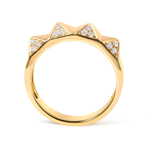 14K Yellow Gold 1/4 Cttw White Diamond Pyramid Band Ring (G-H Color, SI1-SI2 Clarity)- Size 7