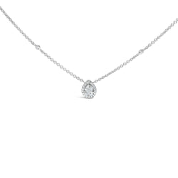 14K White Gold 3/8 Cttw Natural Diamond Composite Pear Shaped Bezel Station 17" Pendant Necklace (G-H Color, SI2-I1 Clarity)