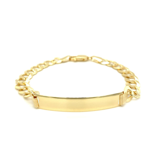 14k Yellow Gold 8 1/2 inch Mens Curb Chain ID Bracelet