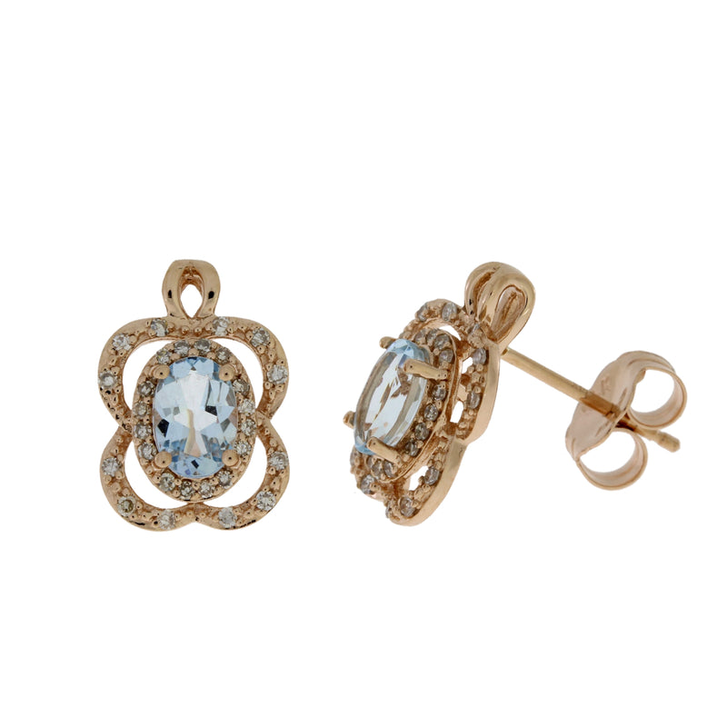 .97ct Aquamarine Diamond Earrings 14KT Rose Gold