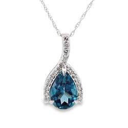 London Blue Topaz Fashion Pendants 10KT White Gold