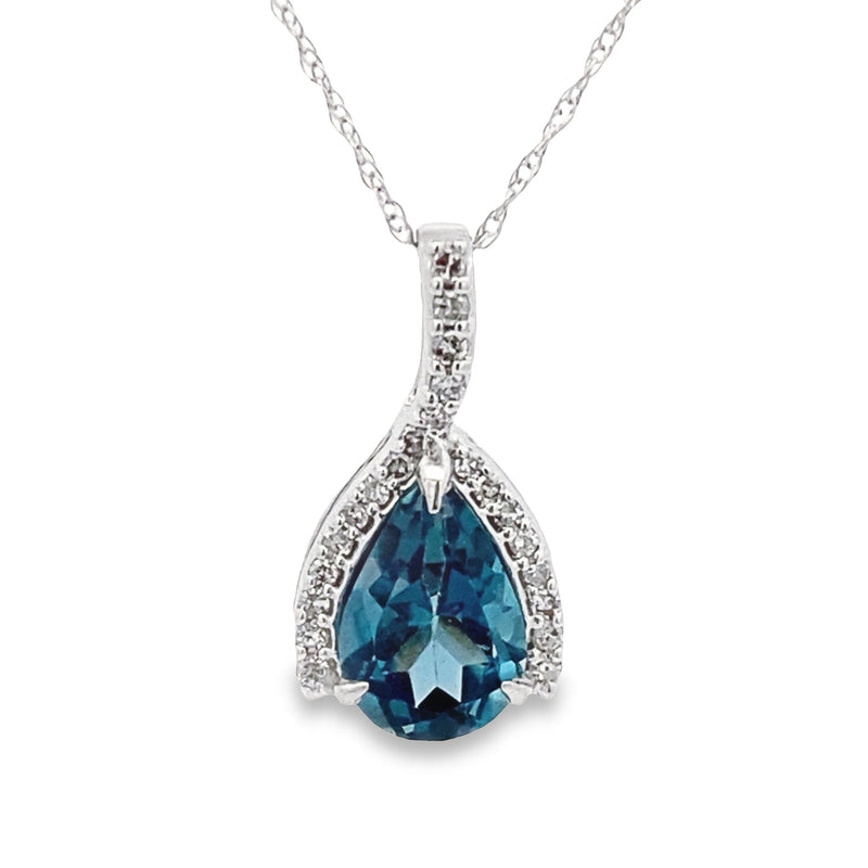 London Blue Topaz Fashion Pendants 10KT White Gold