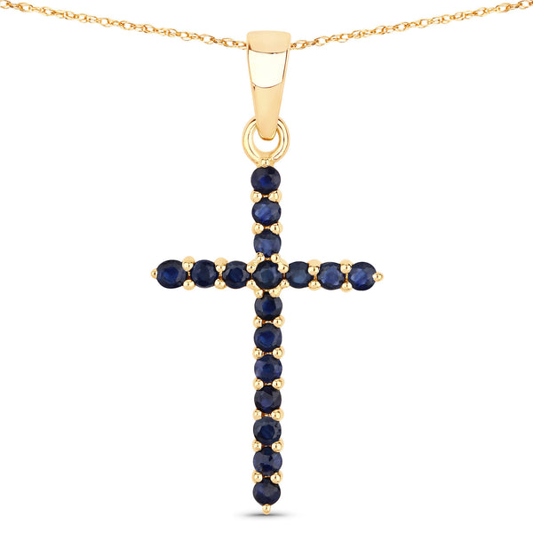 0.60 Carat Genuine Blue Sapphire 14K Yellow Gold Pendant