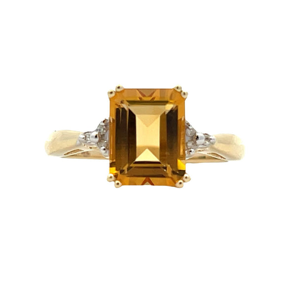 Natural 2.67ct Citrine Diamond Ring 10KT Yellow Gold